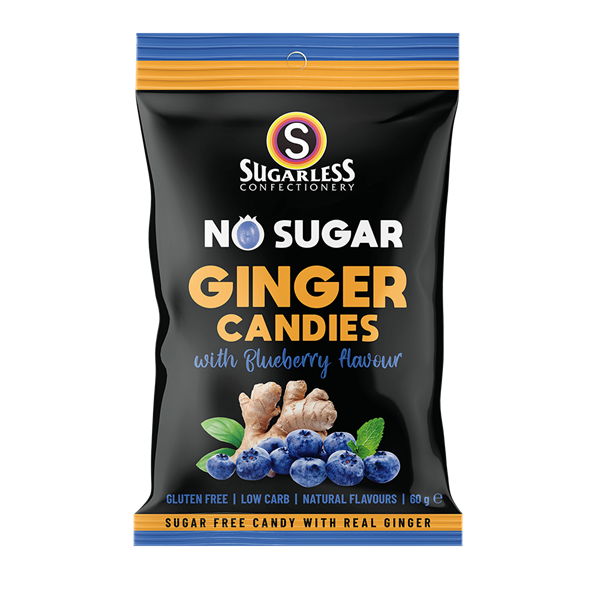 Sugarless Candy Ginger with blueberry 60 g