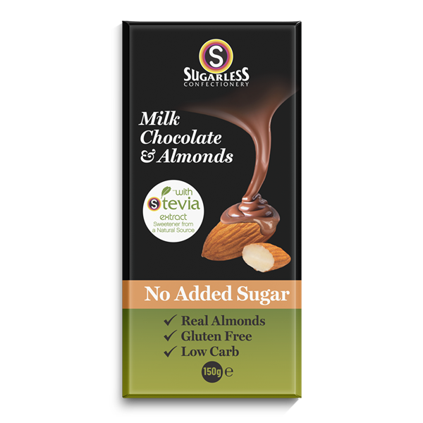 Sugarless Milk Chocolate & Almonds 150 g