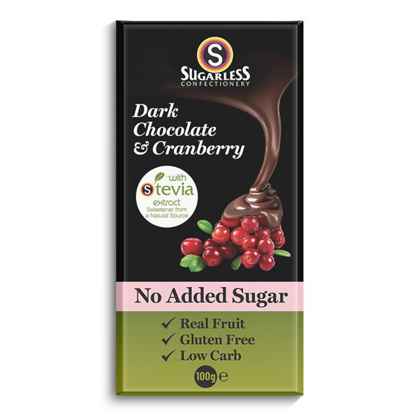 Sugarless Dark Chocolate & Cranberry 100 g