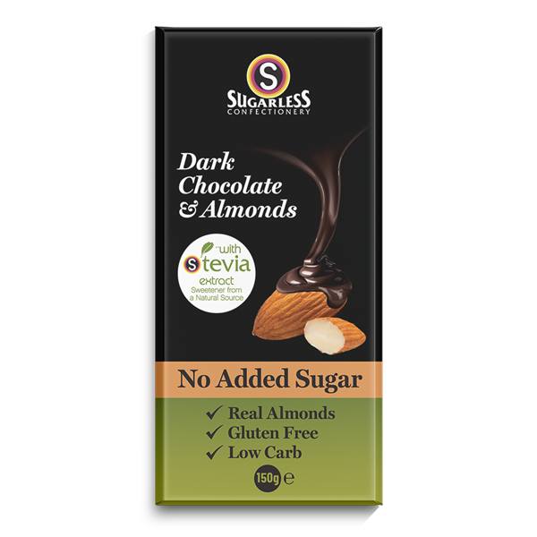 Sugarless Dark Chocolate & Almonds 150 g