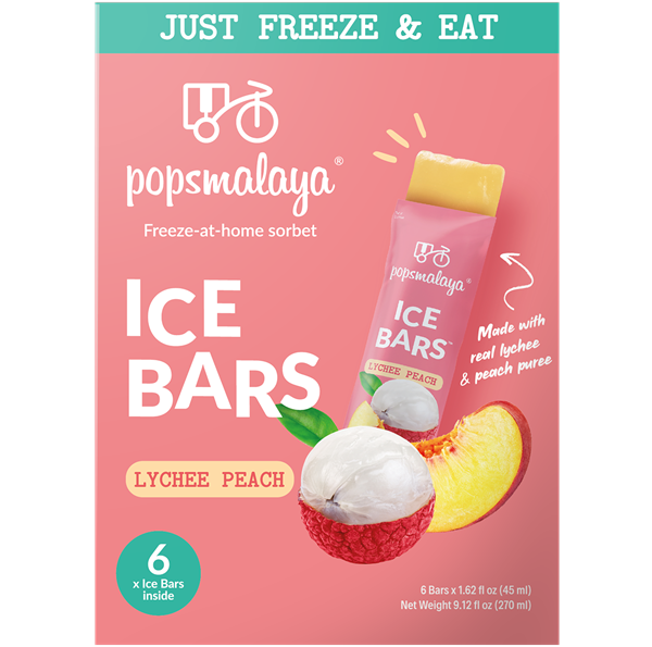 POPSMALAYA ICE BARS LYCHEE PEACH (6 tubes x 45ml)
