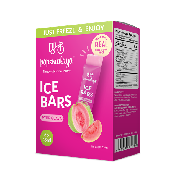POPSMALAYA ICE BARS PINK GUAVA (6 tubes x 45ml)