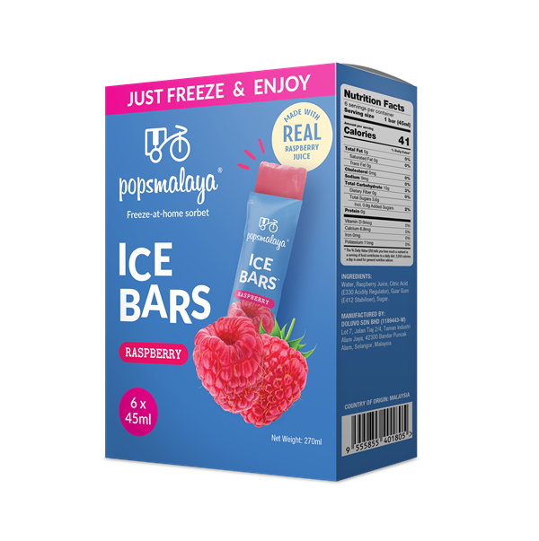 POPSMALAYA ICE BARS RASPBERRY (6 tubes x 45ml)