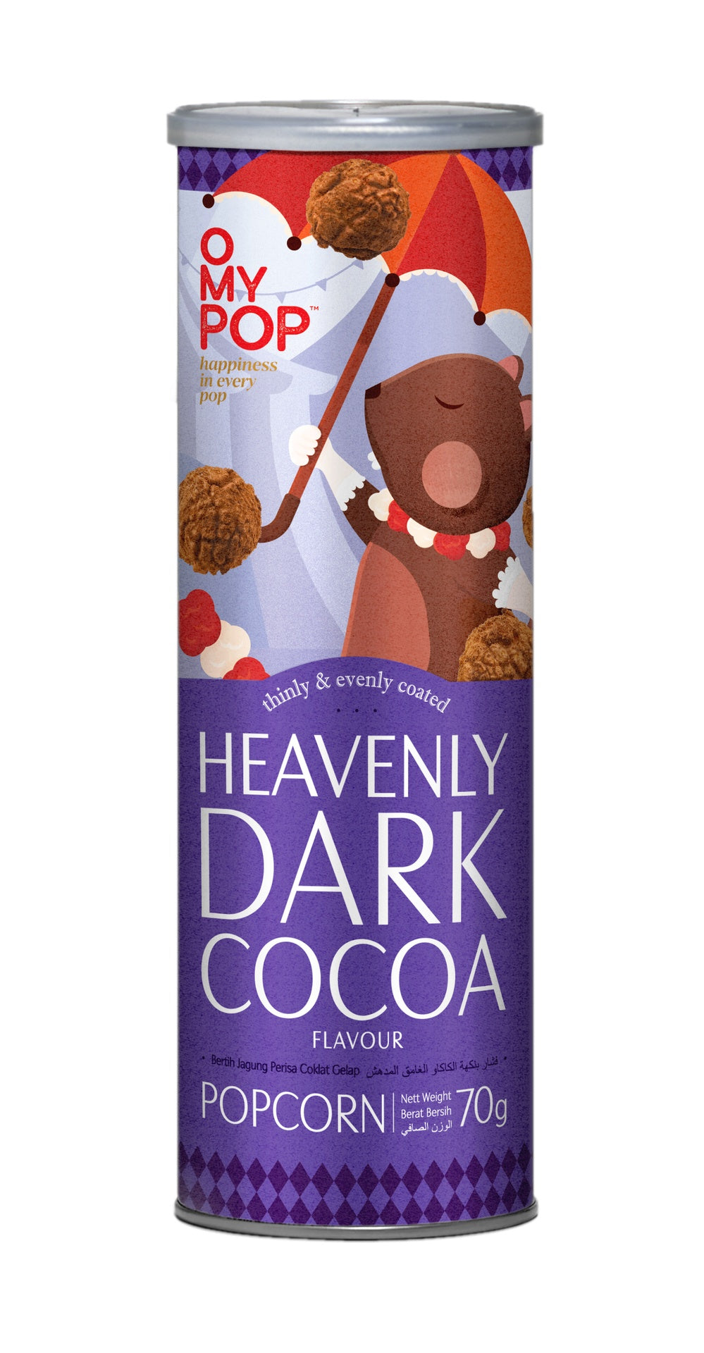 Omypop Popcorn – Dark Cocoa (70gm x 12 cans)