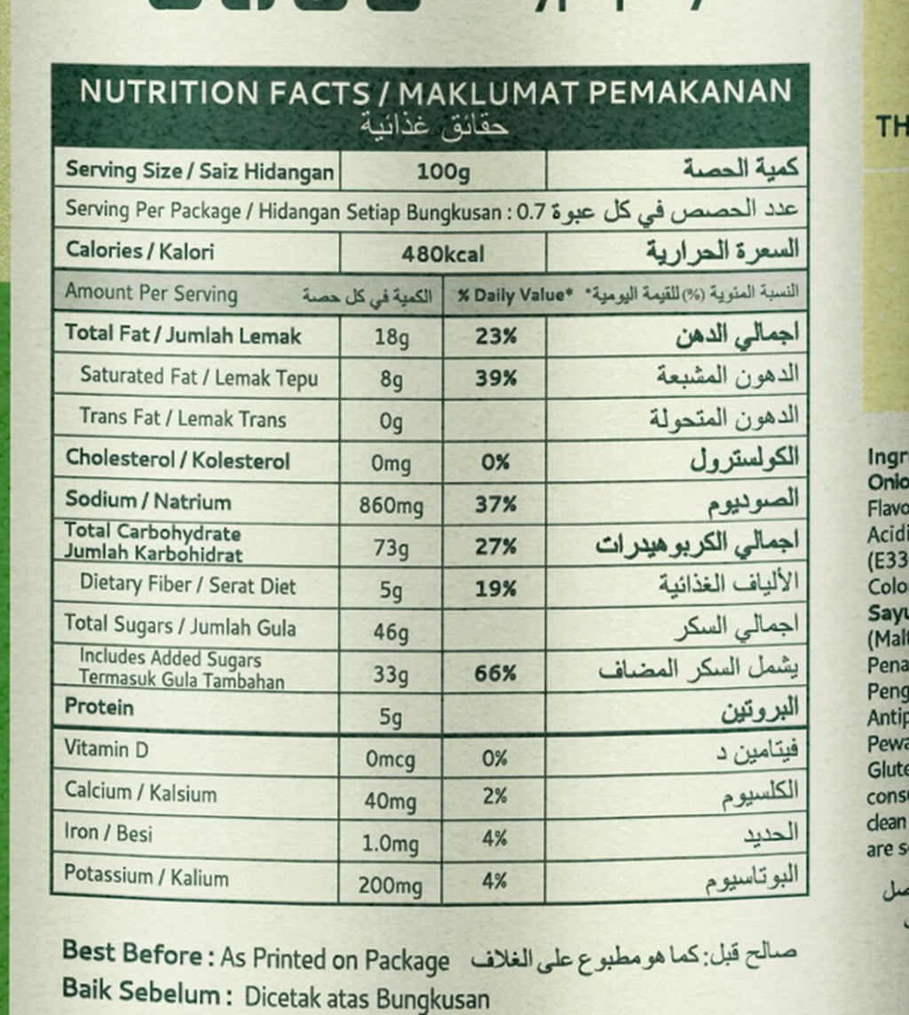 Nutrition Facts — حقائق التغذية